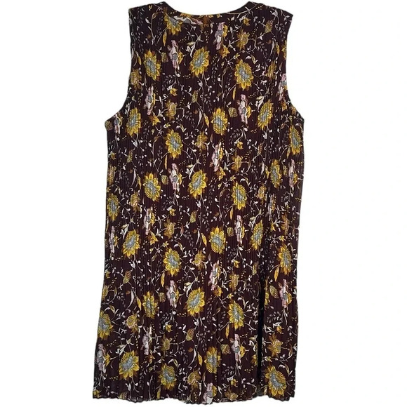 Lane Bryant Sleeveless Floral Accordion Pleated Dress Sz 20 Lined Keyhole Front - Picture 2 of 15